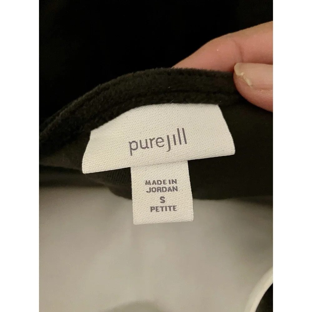 Pure Jill‎ Black Velour Long Sleeve Tunic Shirt Size PS Petite Small